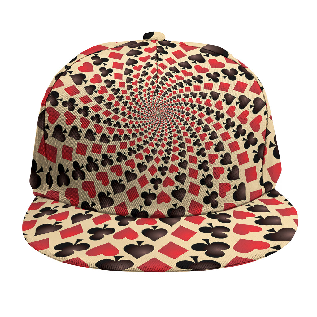 Swirl Playing Card Suits Print Snapback Cap