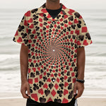 Swirl Playing Card Suits Print Textured Short Sleeve Shirt