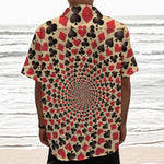 Swirl Playing Card Suits Print Textured Short Sleeve Shirt