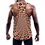 Swirl Playing Card Suits Print Training Tank Top