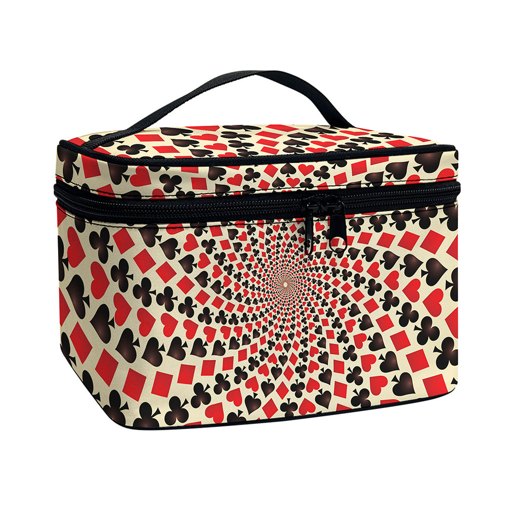 Swirl Playing Card Suits Print Travel Makeup Bag