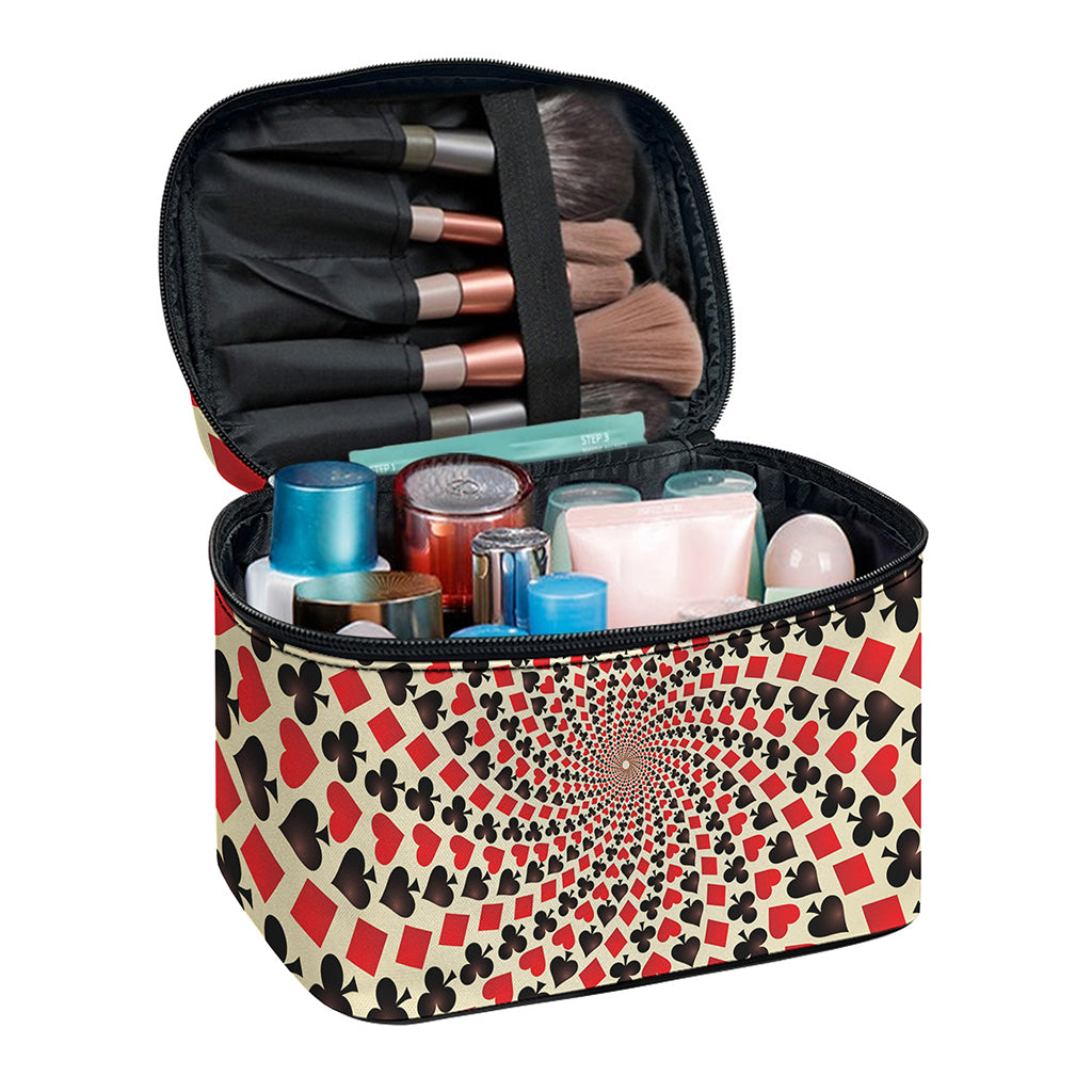 Swirl Playing Card Suits Print Travel Makeup Bag