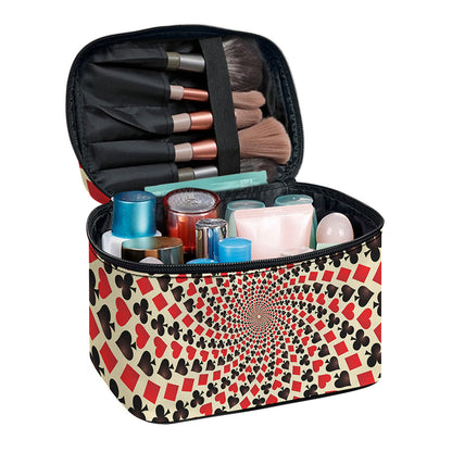 Swirl Playing Card Suits Print Travel Makeup Bag