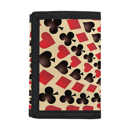 Swirl Playing Card Suits Print Trifold Wallet