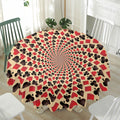 Swirl Playing Card Suits Print Waterproof Round Tablecloth