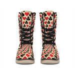Swirl Playing Card Suits Print Winter Boots