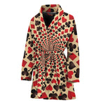 Swirl Playing Card Suits Print Women's Bathrobe