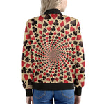 Swirl Playing Card Suits Print Women's Bomber Jacket