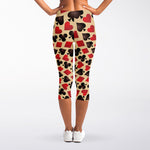 Swirl Playing Card Suits Print Women's Capri Leggings