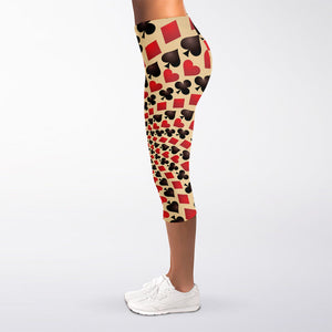 Swirl Playing Card Suits Print Women's Capri Leggings