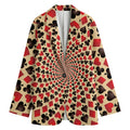 Swirl Playing Card Suits Print Women's Cotton Blazer