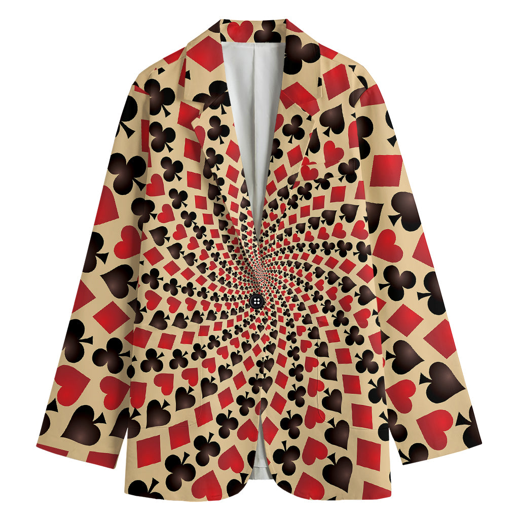 Swirl Playing Card Suits Print Women's Cotton Blazer