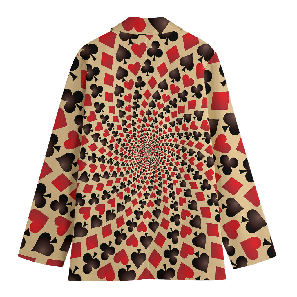 Swirl Playing Card Suits Print Women's Cotton Blazer