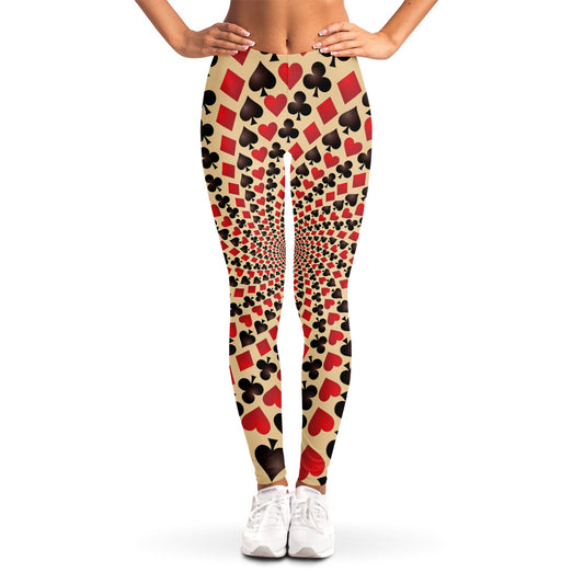 Swirl Playing Card Suits Print Women's Leggings