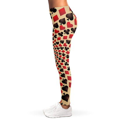 Swirl Playing Card Suits Print Women's Leggings
