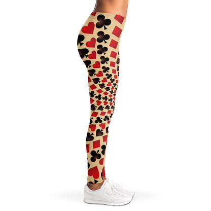 Swirl Playing Card Suits Print Women's Leggings