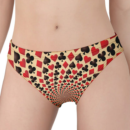 Swirl Playing Card Suits Print Women's Panties