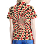 Swirl Playing Card Suits Print Women's Polo Shirt