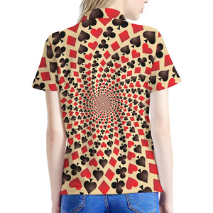 Swirl Playing Card Suits Print Women's Polo Shirt