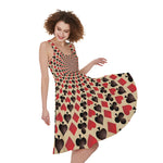 Swirl Playing Card Suits Print Women's Sleeveless Dress
