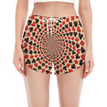 Swirl Playing Card Suits Print Women's Split Running Shorts