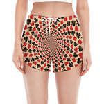 Swirl Playing Card Suits Print Women's Split Running Shorts