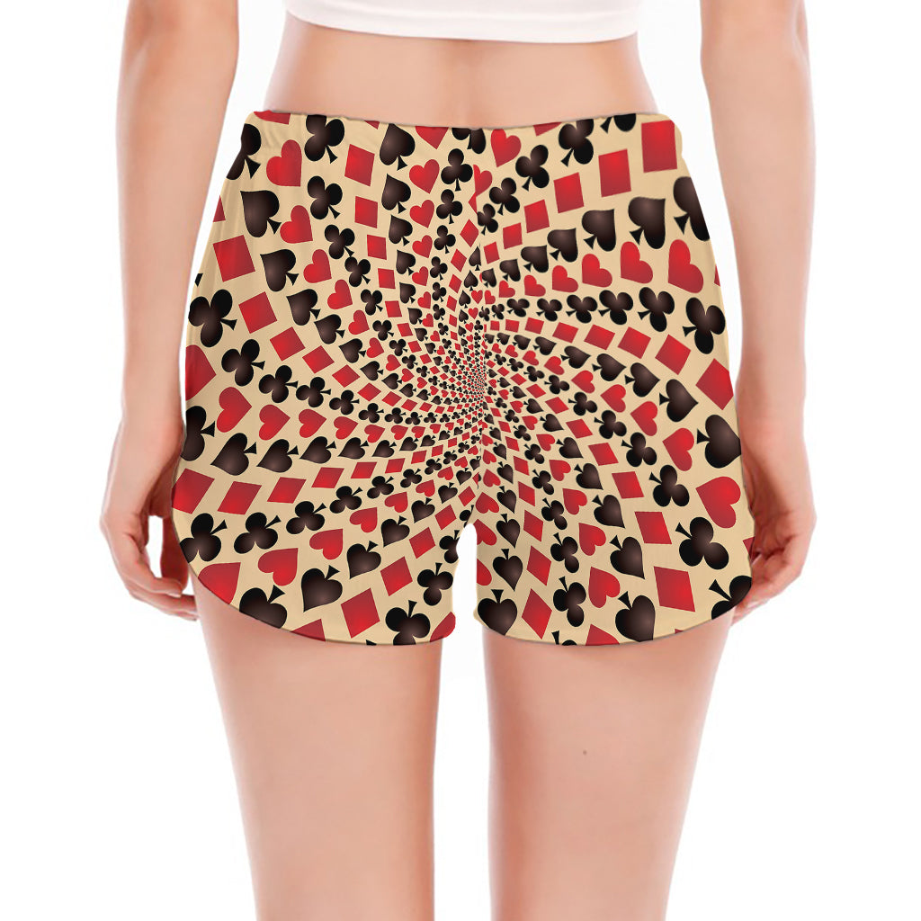 Swirl Playing Card Suits Print Women's Split Running Shorts