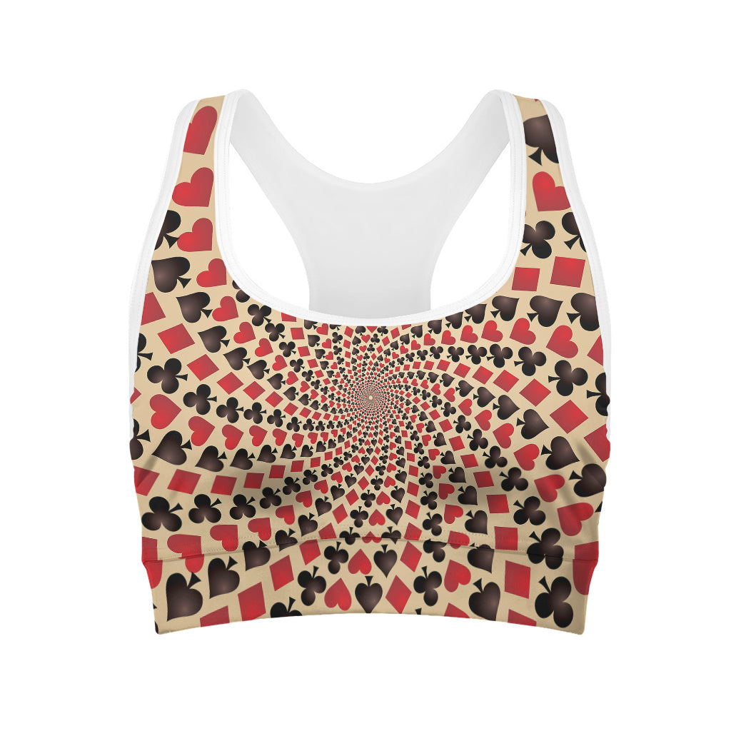 Swirl Playing Card Suits Print Women's Sports Bra