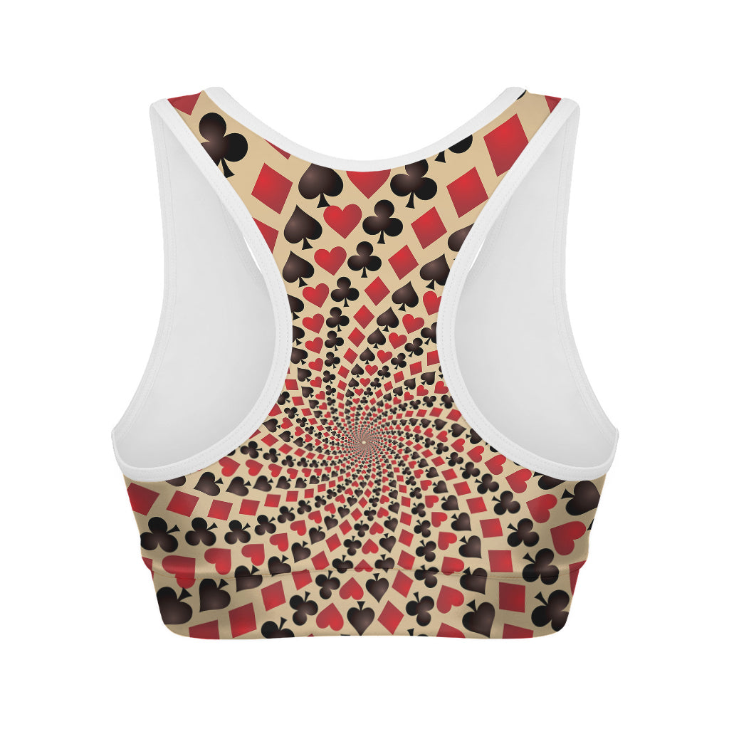 Swirl Playing Card Suits Print Women's Sports Bra