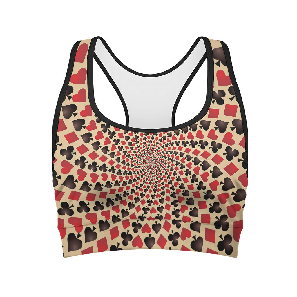 Swirl Playing Card Suits Print Women's Sports Bra