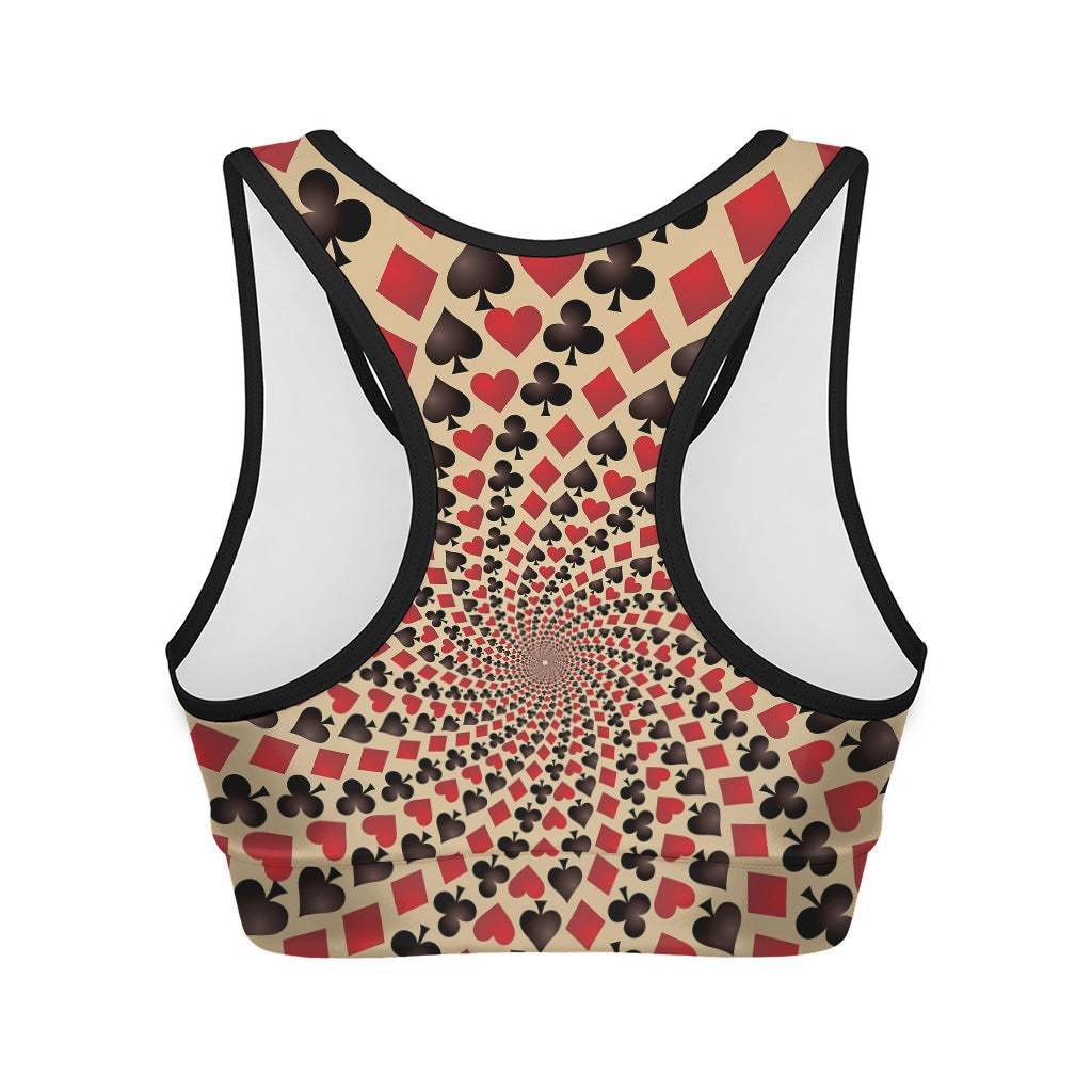 Swirl Playing Card Suits Print Women's Sports Bra