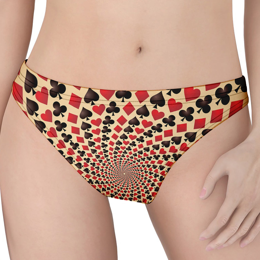 Swirl Playing Card Suits Print Women's Thong