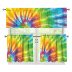 Swirl Tie Dye Print 3 Piece Kitchen Curtains