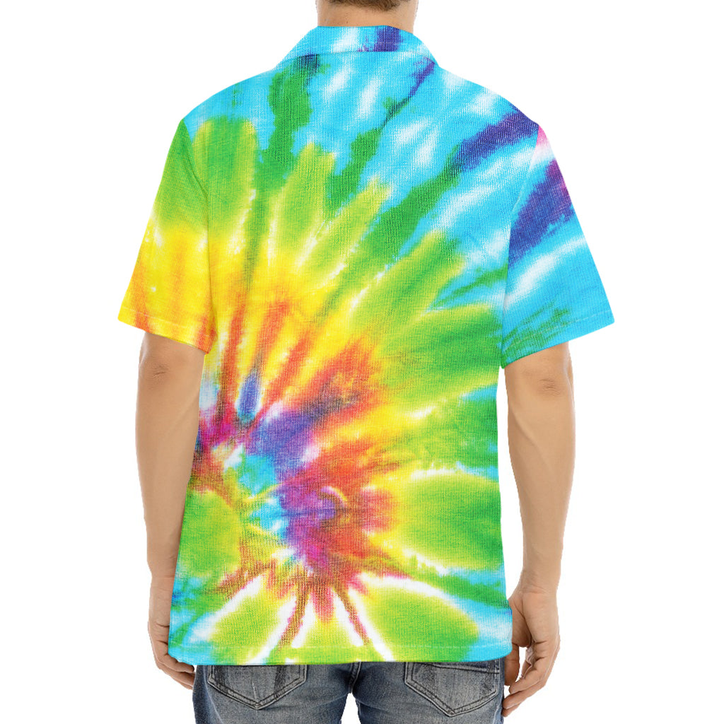 Swirl Tie Dye Print Aloha Shirt