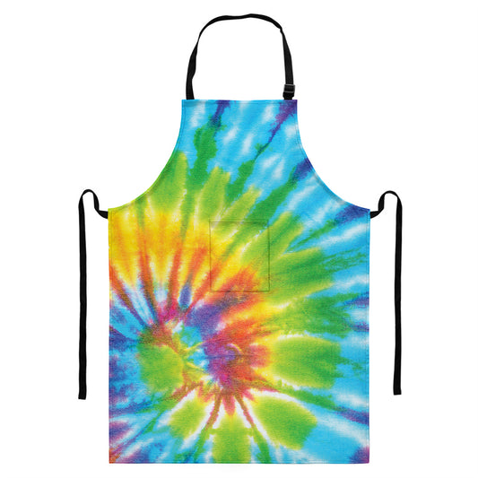 Swirl Tie Dye Print Bib Apron With Pocket