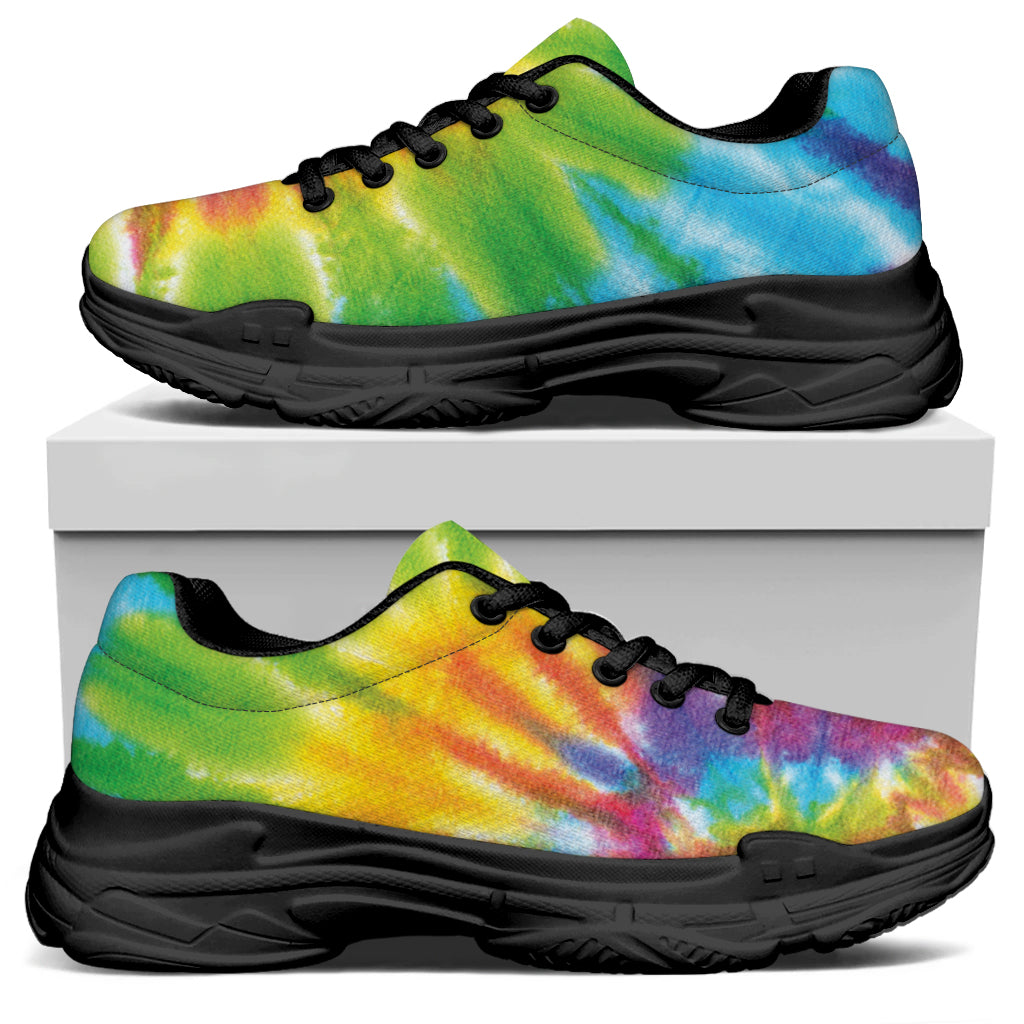 Swirl Tie Dye Print Black Chunky Shoes