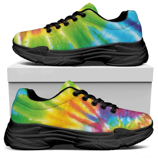 Swirl Tie Dye Print Black Chunky Shoes