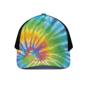 Swirl Tie Dye Print Black Mesh Trucker Hat