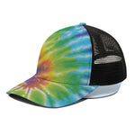Swirl Tie Dye Print Black Mesh Trucker Cap