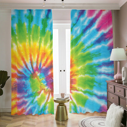 Swirl Tie Dye Print Blackout Pencil Pleat Curtains