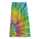 Swirl Tie Dye Print Cotton Front Slit Maxi Skirt