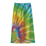 Swirl Tie Dye Print Cotton Front Slit Maxi Skirt