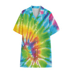 Swirl Tie Dye Print Cotton Hawaiian Shirt