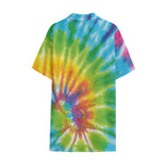 Swirl Tie Dye Print Cotton Hawaiian Shirt