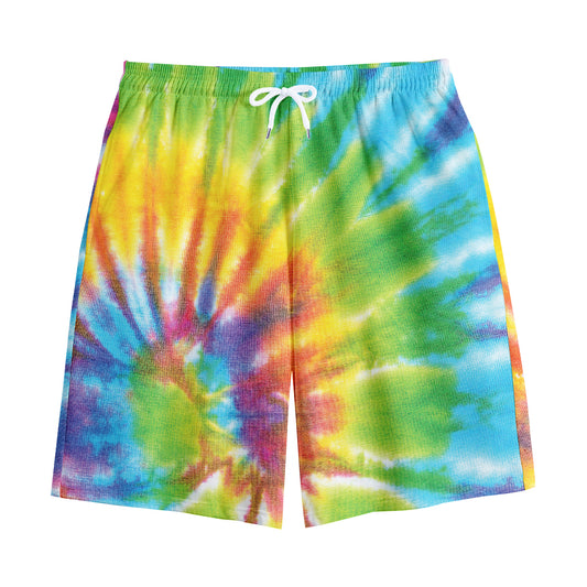 Swirl Tie Dye Print Cotton Shorts