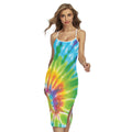 Swirl Tie Dye Print Cross Back Cami Dress