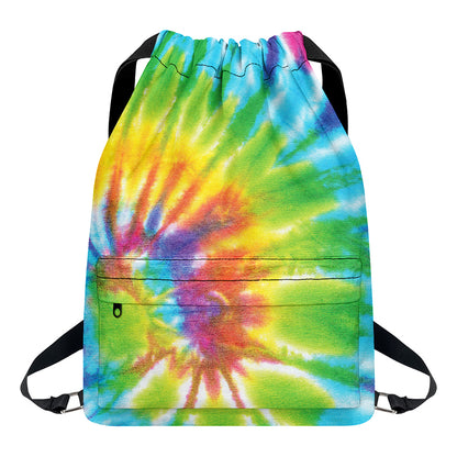 Swirl Tie Dye Print Drawstring Backpack