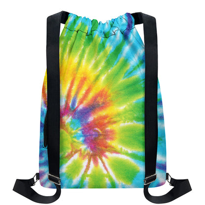 Swirl Tie Dye Print Drawstring Backpack