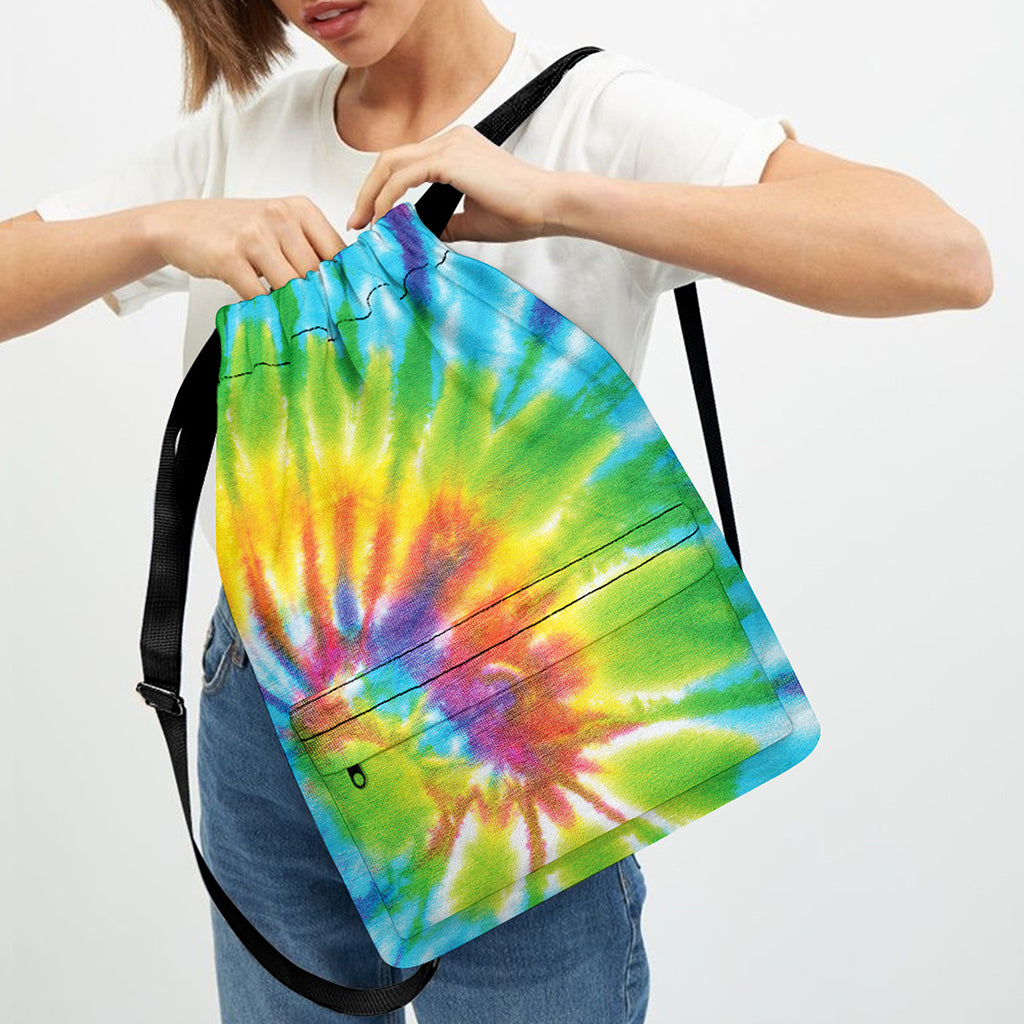 Swirl Tie Dye Print Drawstring Backpack