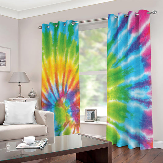 Swirl Tie Dye Print Extra Wide Grommet Curtains